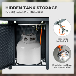 Outsunny Rattan-style 40,000 BTU Propane Gas Fire Pit Table with Cover by Outsunny