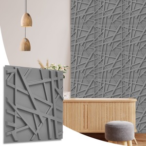 3D Wall Panels (50x50 cm) PVC Cladding Panel in Geometric Line Design by NOVECRAFTO