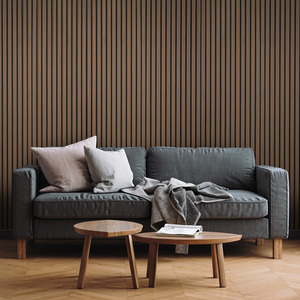 Fuse Acoustic Wooden Wall Panel in Smoked Oak, 2.4m x 0.6m - Smoked oak finish by Fuse