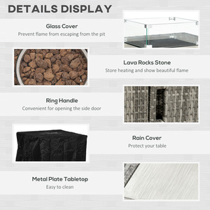 Outsunny 50,000 BTU Rattan Gas Fire Pit Table - Grey by Outsunny