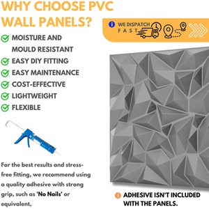 3D Wall Panels (50x50 cm) PVC Cladding Panel with Diamond Design by NOVECRAFTO