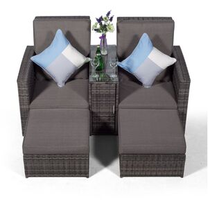 Nevada Double Reclining Rattan Sun Loungers Set - Grey by Giardino