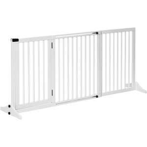 PawHut Wooden Pine Pet Gate - White by PawHut