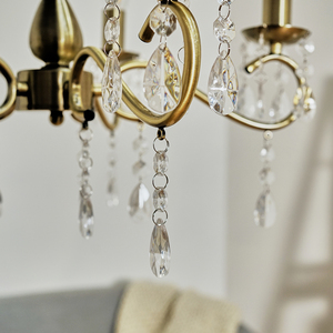Antique Brass 5 Way Crystal Jewel Chandelier Ceiling Light Fitting - Brass by ValueLights