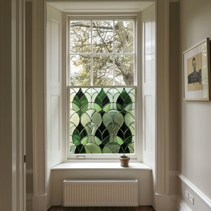 Azzone Art Deco Stained Glass Privacy Window Film - Green / 75cm by Creative Printing Solutions