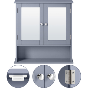 Wooden Living Room Wall Cabinet with 2 Mirrors - Grey by Yaheetech