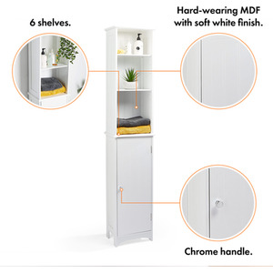 Tall Bathroom Cabinet in Shaker Style Design - White by VonHaus