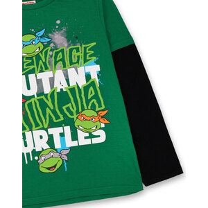 Teenage Mutant Ninja Turtles Stacked Text Kids Long Sleeved T-Shirt - Green / 4-5 Years by Teenage Mutant Ninja Turtles