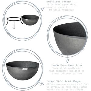 Steel Garden Firepit Bowl - Black by Harbour Housewares