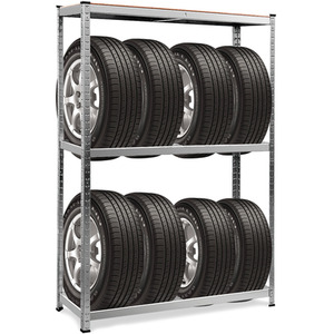 Costway 120 x 40 x 180CM Tire Rack Storage Tire Garage Storage - Silver by Costway