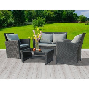 Rattan Garden Furniture Outdoor Set - Black by BIRCHTREE