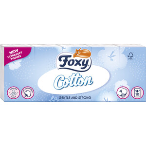 Pack of 10 Foxy Cotton Pocket Tissues - White by Foxy