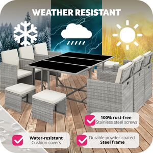 Malaga 641 Rattan Garden Furniture Set with Protective Cover by tectake