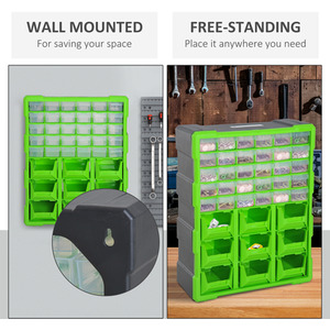 DURHAND 39 Drawer Wall Mount Organiser - Green by DURHAND