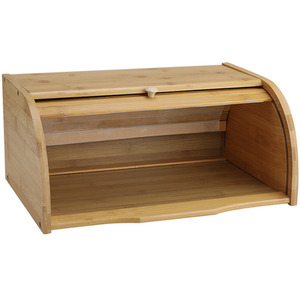 Bamboo Bread Bin with Rolling Lid - Wooden Colour by Livingandhome