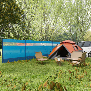 Outsunny Camping Windbreaks w Clear Windows and Carry Bag - Blue by Outsunny