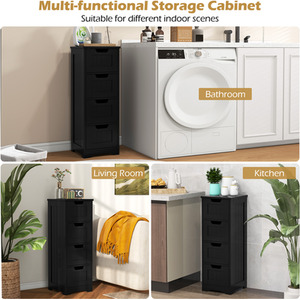 Costway Floor Storage Cabinet Bathroom Cabinet - Black by Costway