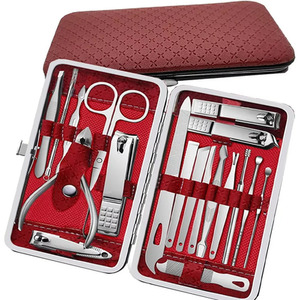 19 in 1 Set Stainless Steel Manicure Set - Red by ATS