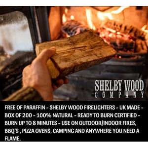 Natural Eco Wax Coated Firelighters Box of 200 - Brown by Shelby Wood Company