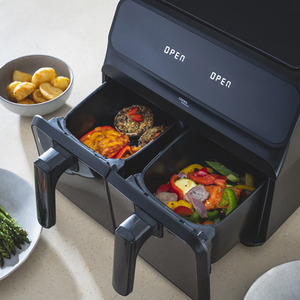 Dual Air Fryer 8L XL Capacity and Digital Display - Black by Cooks Professional