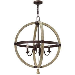 Middlefield Chandelier 4 Light Iron Rust Finish, E14 - Iron Rust