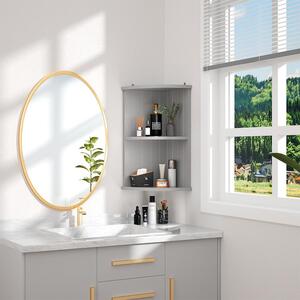 Home Source 2-Tier Bathroom Kitchen Corner Storage Shelf - Grey by Home Source