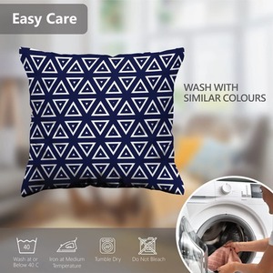 Set of 4 Navy Blue Geometric Cushion Covers by Bedbric