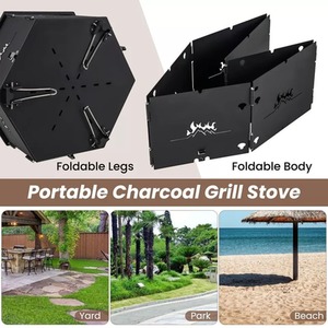 Charcoal Grill Rotatable Barbecue - Black by Wyld and Coco