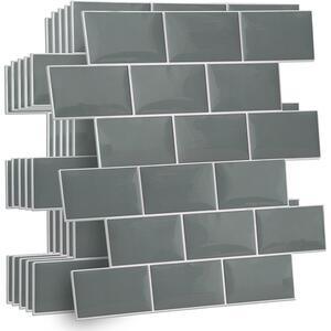 Elegant Metro Subway 3D Stick on Tile Sticker - Grey by Walplus