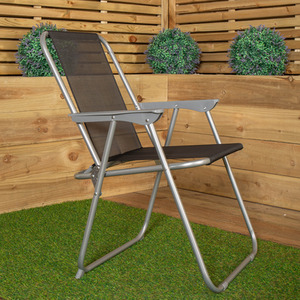 Fixed Position Foldable Garden Chair - Black and Grey by Samuel Alexander