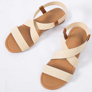 Elasticated Front Cross Strap Sandals