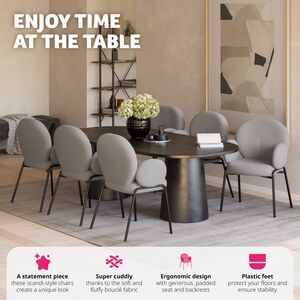 Dining Chair Scandi - Padded Boucle Cover, High Backrest by tectake