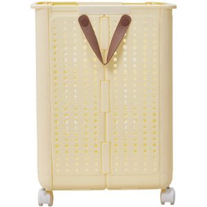 Foldable Laundry Basket with Wheels - Beige / 50cm / 31cm by Livingandhome