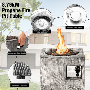 8.79kW Propane Gas Fire Pit Table - Grey by Costway