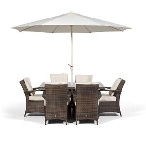 Arizona Square Rattan Patio Dining Set - Brown / 6 by Giardino