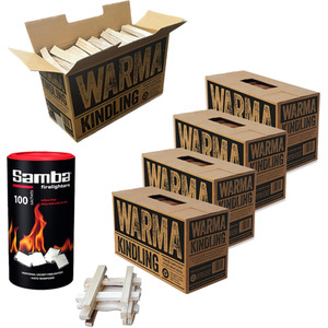 Samba Firestarters Large Warma Kindling Wood Boxes - Natural by Warma