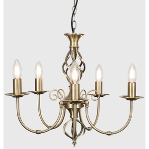 Memphis 5 Way Celling Light Chandelier - Antique Brass by ValueLights