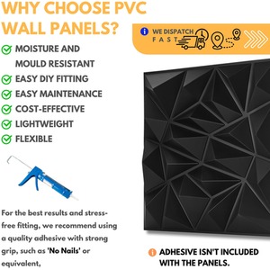 3D Wall Panels (50x50 cm) PVC Cladding Panel in 3D Diamond Design by NOVECRAFTO