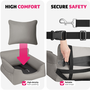 Dog Car Seat Milow - Safety Leash, 2 Fastening Straps, Thick Padding - Grey by tectake