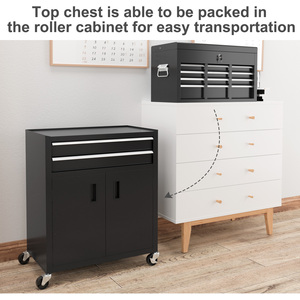 HOMCOM Portable Tool Chest with Wheels Drawers for Garage - Black by HOMCOM