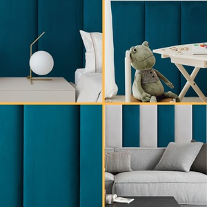 Velvet Wall Panels 4 Pack with Adhesive - Anti-Collision Wall Mounted Headboards - Blue by NOVECRAFTO