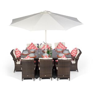 Arizona Square Rattan Patio Dining Set - Brown / 8 by Giardino