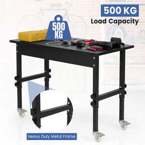 Adjustable Workbench Large Workspace with Casters - Black by Costway