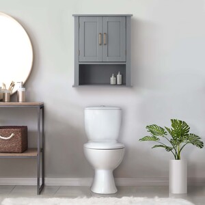 Wooden Bathroom Grey Medicine Cabinet - Grey by Teamson Home
