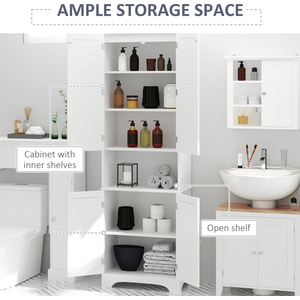 HOMCOM Tall Freestanding Bathroom Cabinet Retro Shutters White - White by HOMCOM