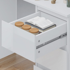 High Gloss White Dressing Table Desk With 3 Drawers - White by FWStyle