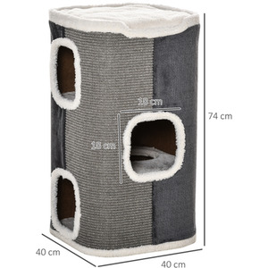PawHut Cat Barrel Sisal Scratching Tree Tower D30 423V70GY - Grey by PawHut
