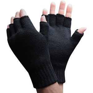 Mens 3M Thinsulate Thermal Insulated Black Fingerless Gloves - Black / M-L by Thinsulate