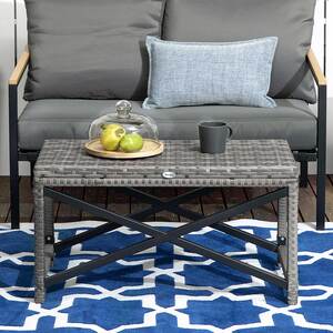Outsunny Garden Coffee Table - Grey-'X' bar by Outsunny
