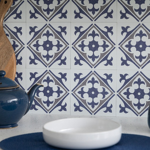 Nadia Blue Self-Adhesive Wall Tiles (6 Tiles) - Blue by d-c-fix